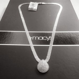 Macy's Diamond and Sterling Silver Necklace NWT